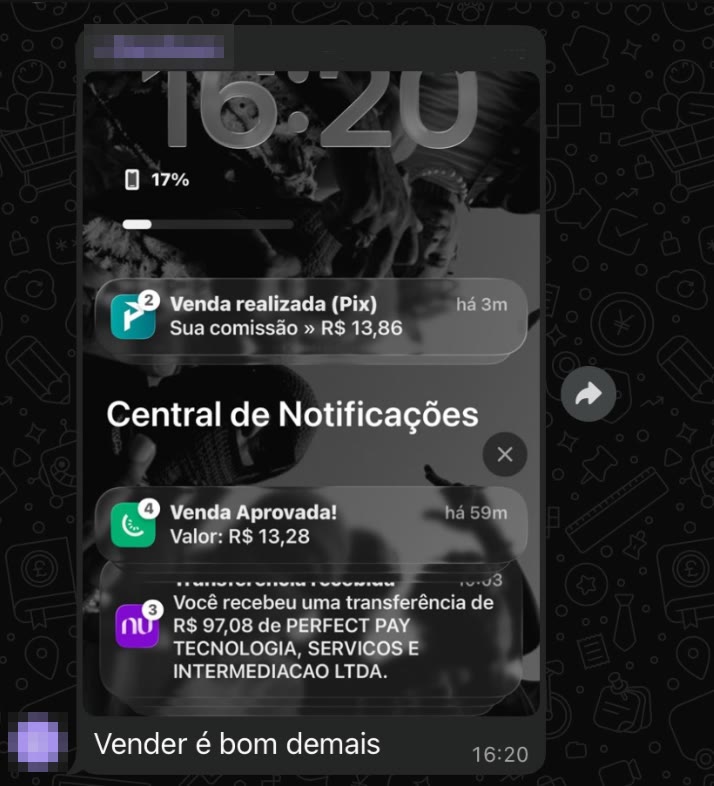 Print de cliente com vendas aprovadas na Perfect Pay e Kiwify