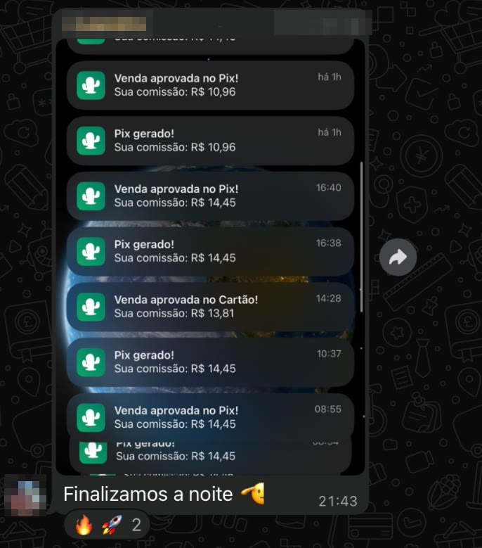 Print de cliente com vendas aprovadas no Pix