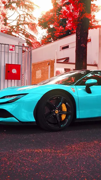 Vídeo lifestyle de Ferrari azul de luxo
